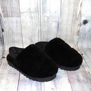 UGG Super Fluff Black Slippers Womens Size 9